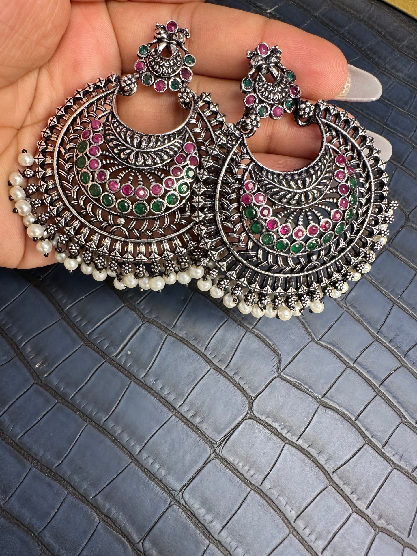 HeyBae Big Oxidised Jhumkas for Women – Ethnic & Western Statement Earrings