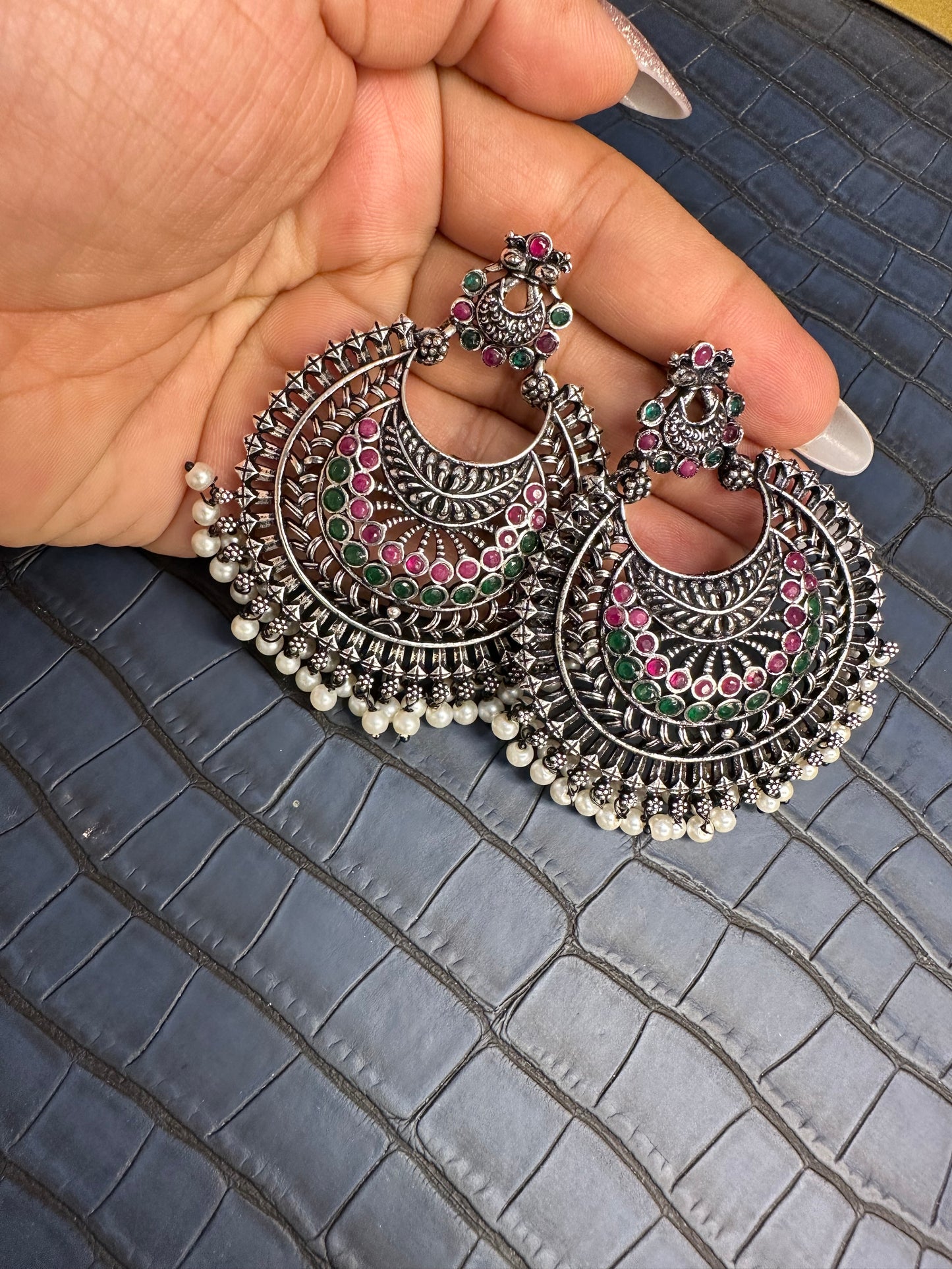 HeyBae Big Oxidised Jhumkas for Women – Ethnic & Western Statement Earrings