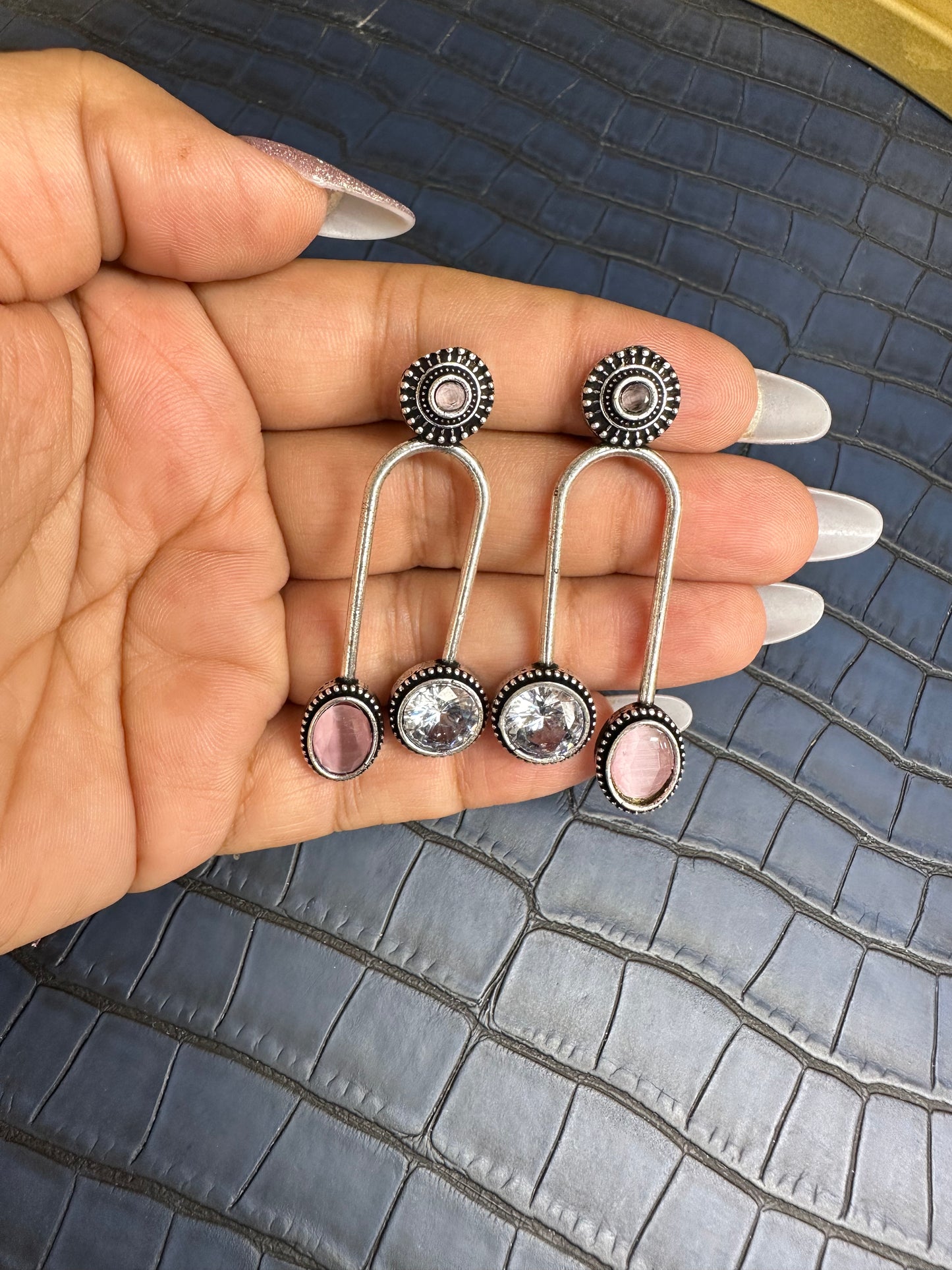 Bold Oxidised Silver Earrings – Statement German Silver Drops
