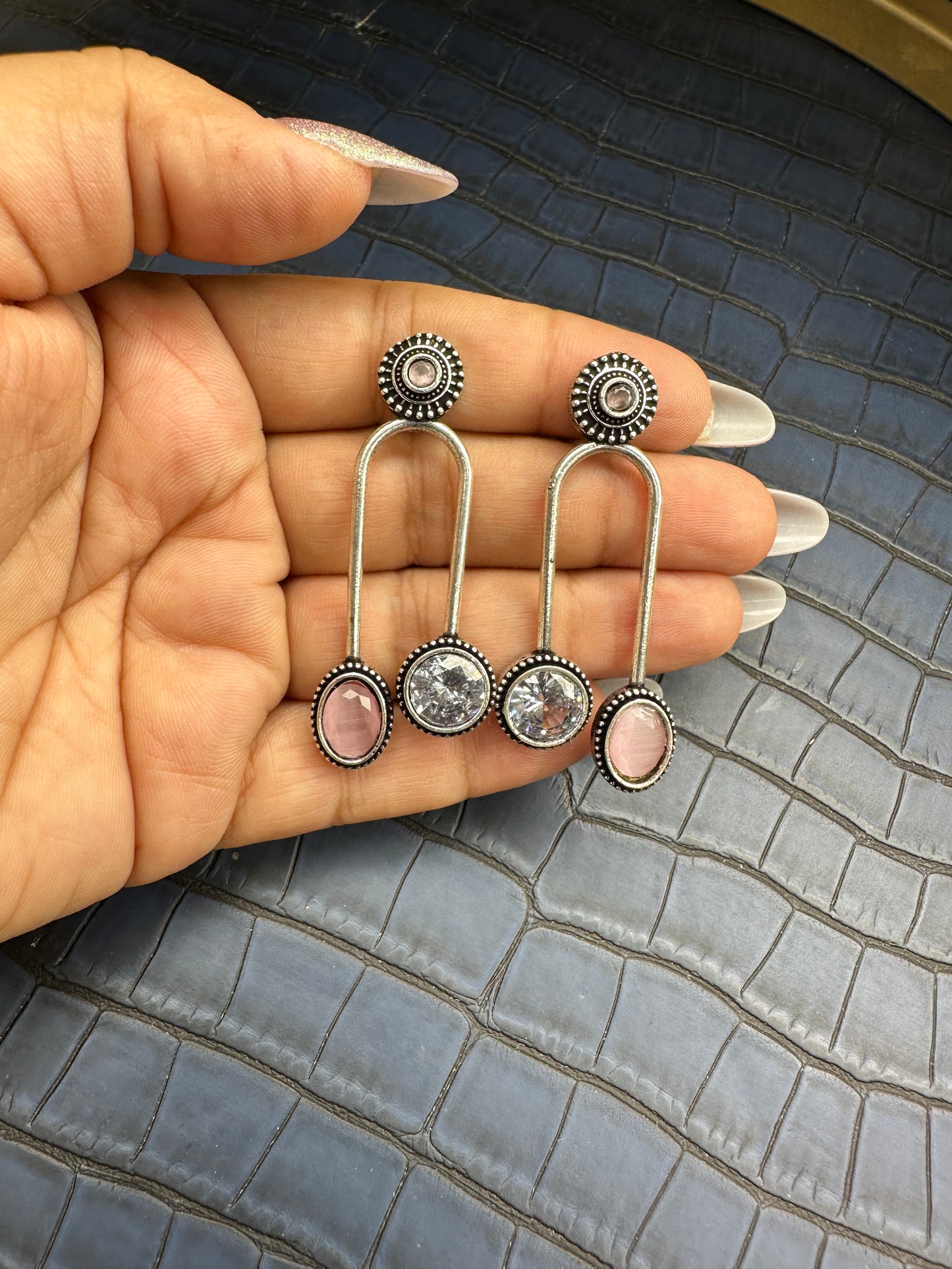 Bold Oxidised Silver Earrings – Statement German Silver Drops