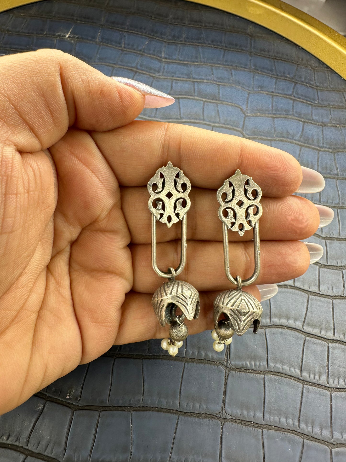Big Oxidised Silver Fringe Drop Earrings – German Silver Statement