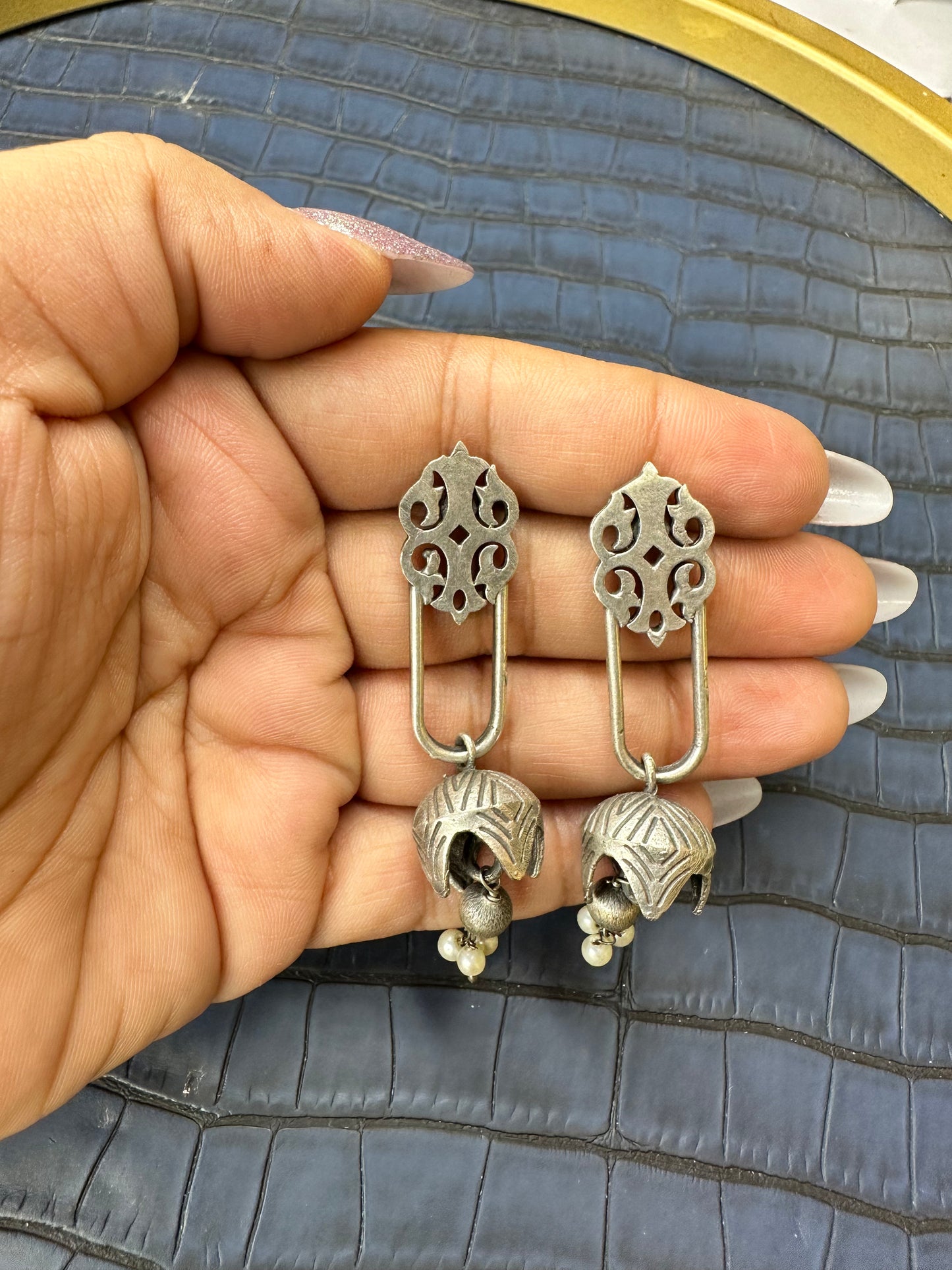 Big Oxidised Silver Fringe Drop Earrings – German Silver Statement