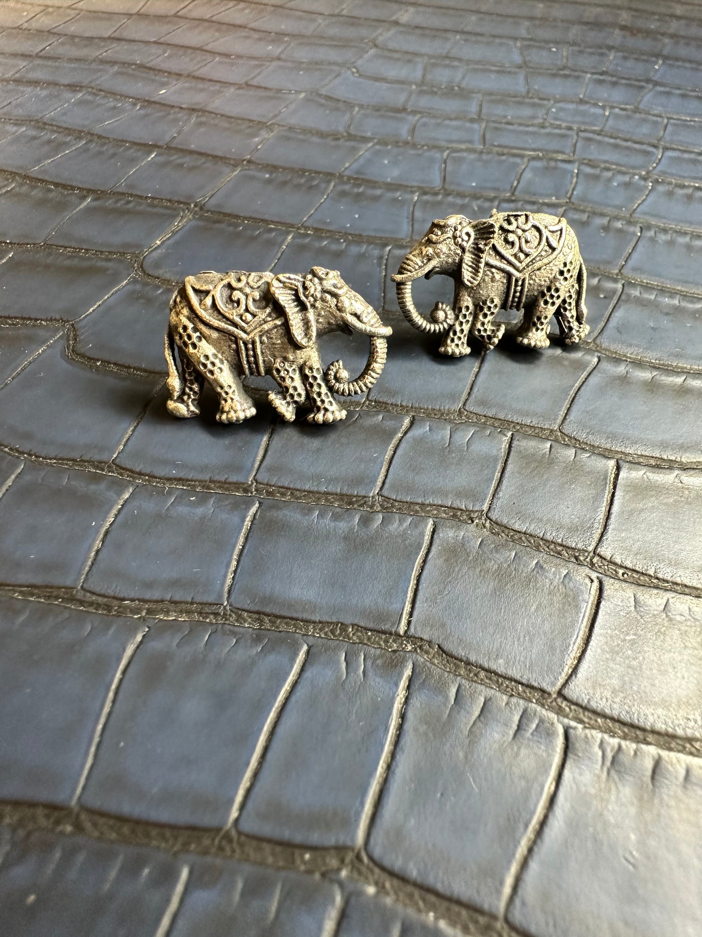 Oxidised Elephant Stud Earrings – Tribal German Silver Statement