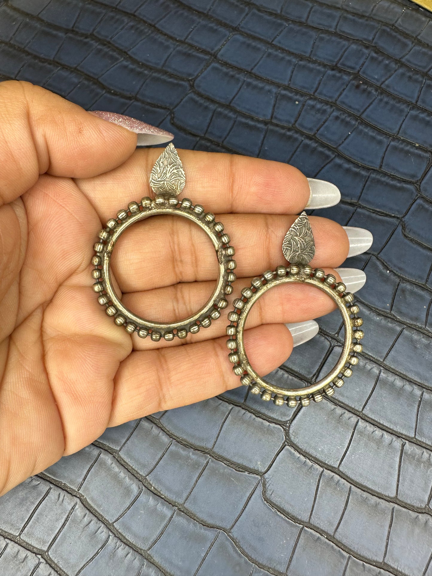 HeyBae Oxidised Circle Stud Earrings - Brass, Heavy Quality, Lightweight