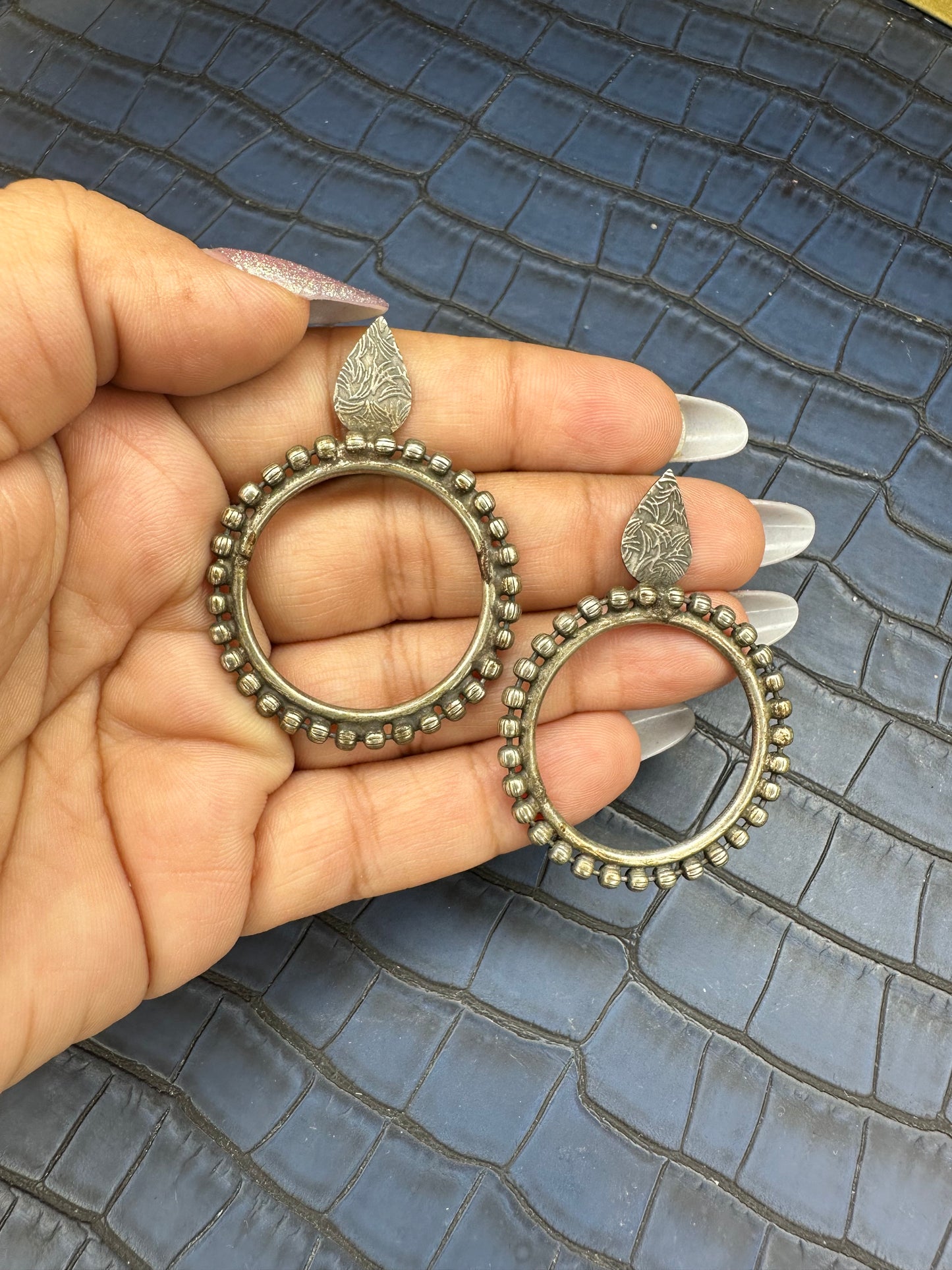 HeyBae Oxidised Circle Stud Earrings - Brass, Heavy Quality, Lightweight