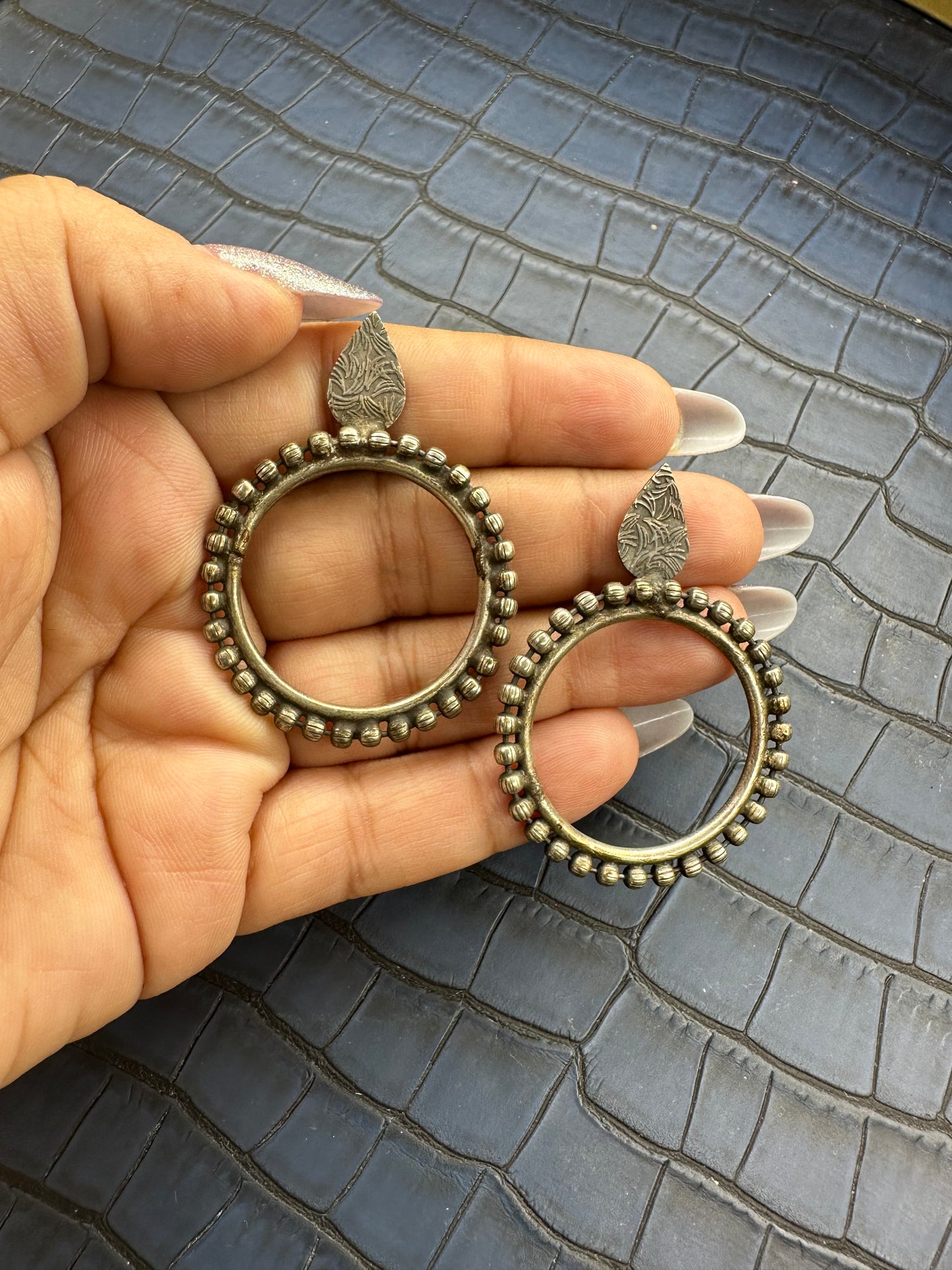 HeyBae Oxidised Circle Stud Earrings - Brass, Heavy Quality, Lightweight