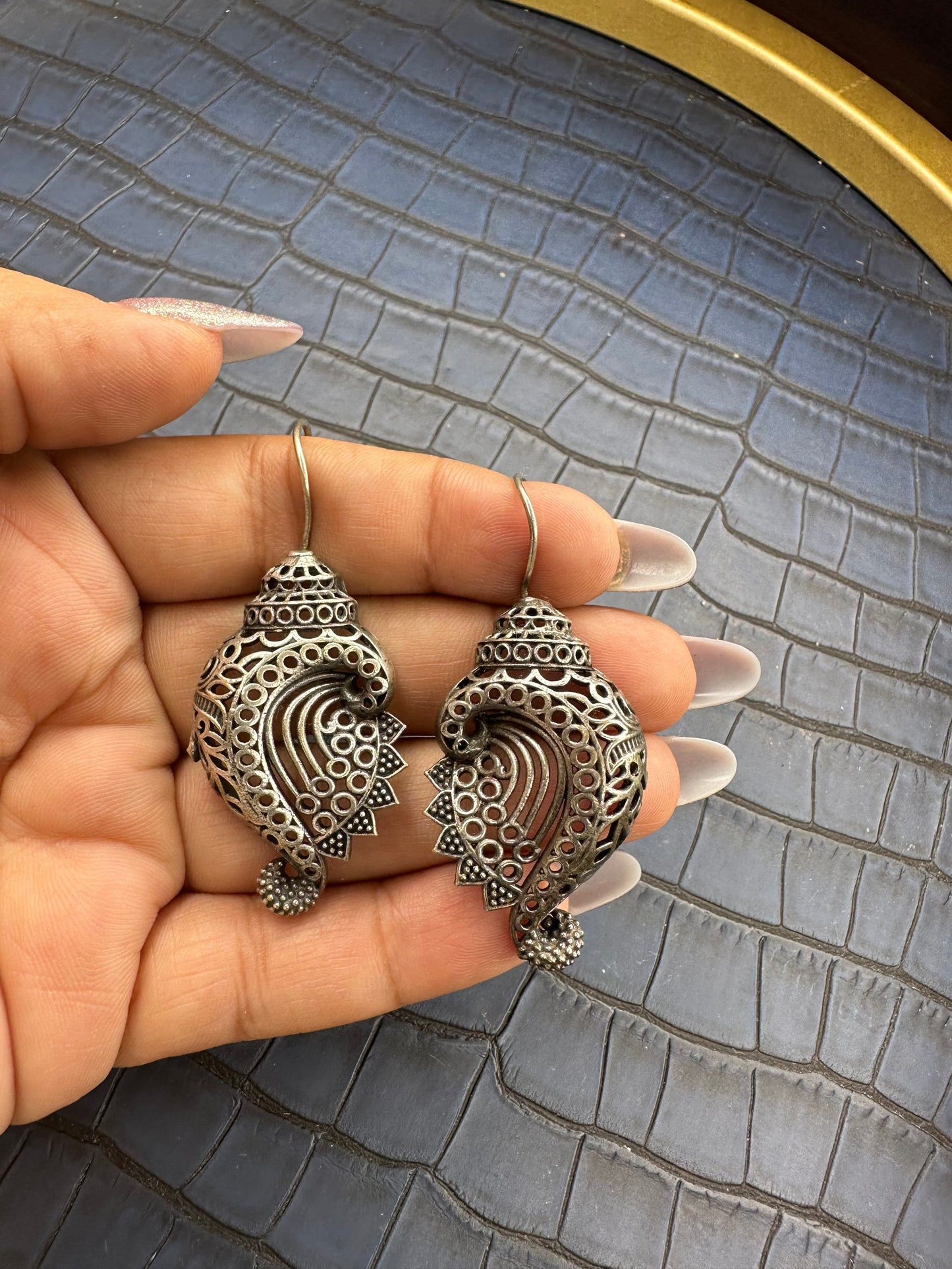 HeyBae Oxidised Sea Shell (Shank) Stud Earrings - Brass, Heavy Quality, Lightweight