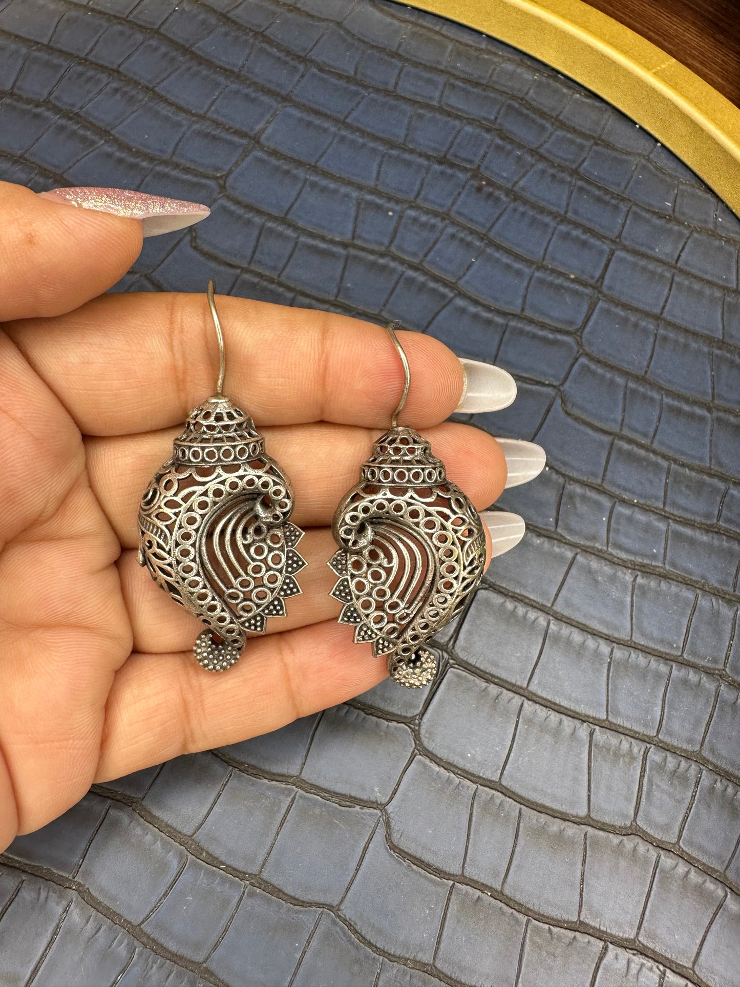 HeyBae Oxidised Sea Shell (Shank) Stud Earrings - Brass, Heavy Quality, Lightweight