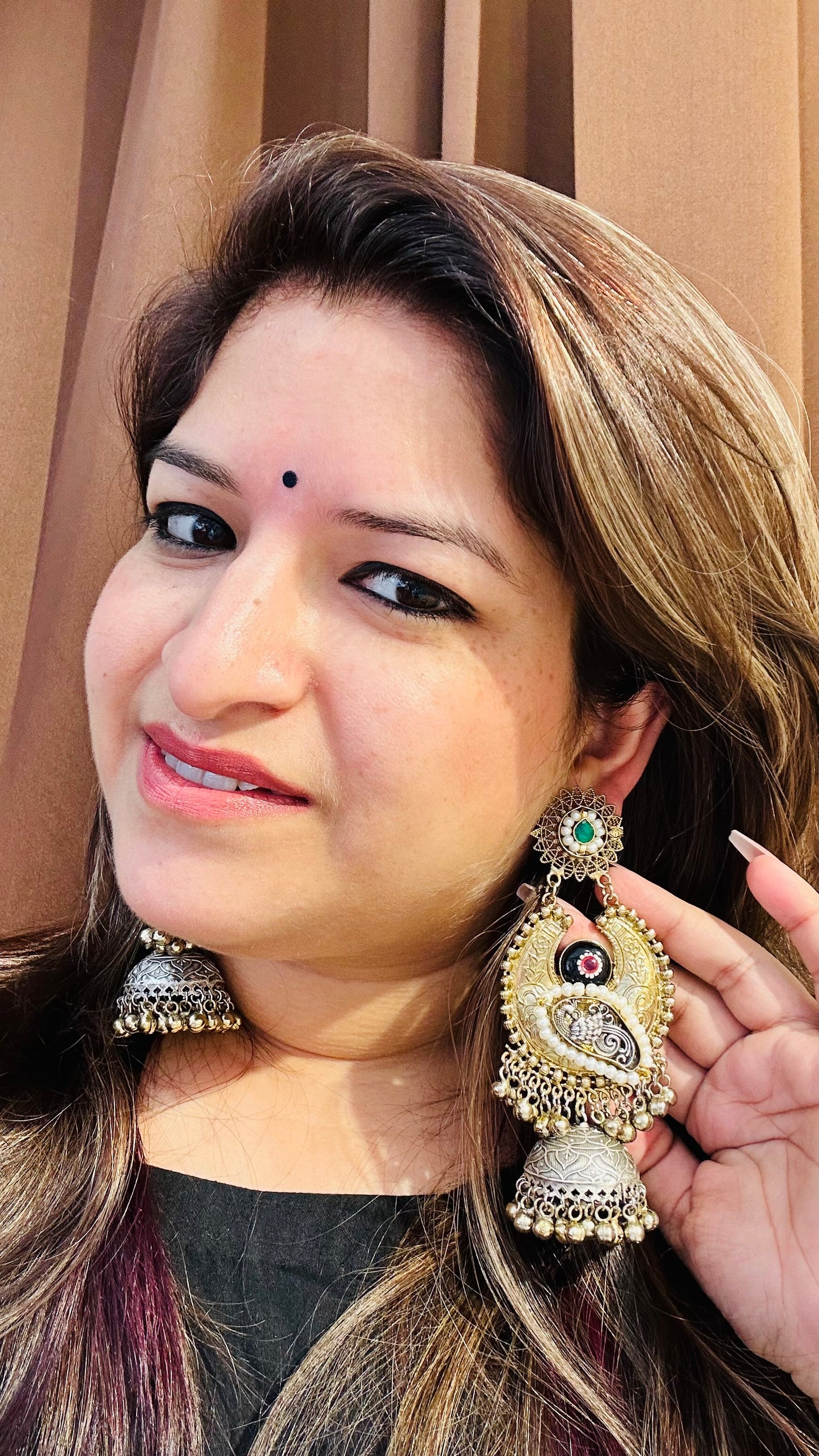 HeyBae Ethnic Pearl & Gold Jhumka Earrings
