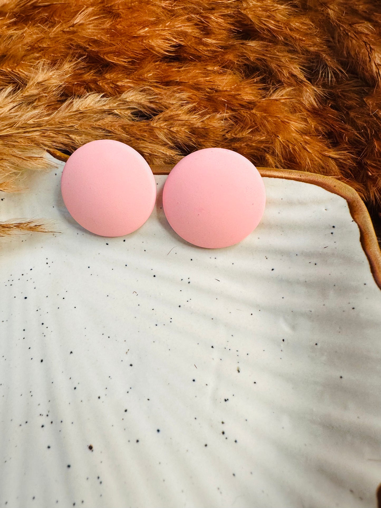 HeyBae Round Pink Stud Earrings - Perfect for Ethnic & Western Wear