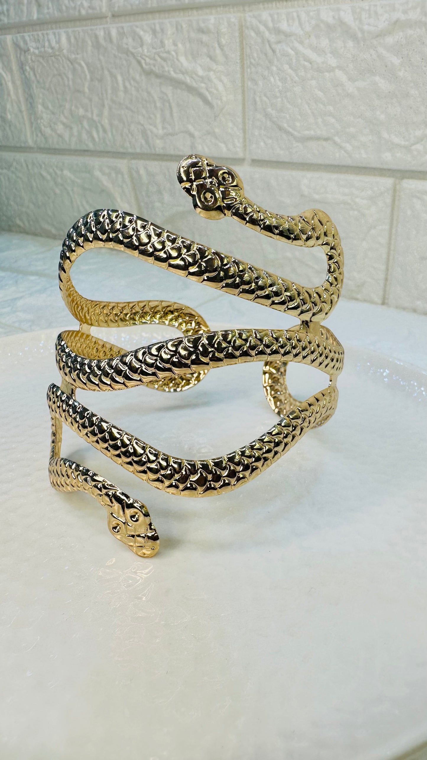 Gold Snake Cuff Bracelet โ Serpent Statement Jewelry