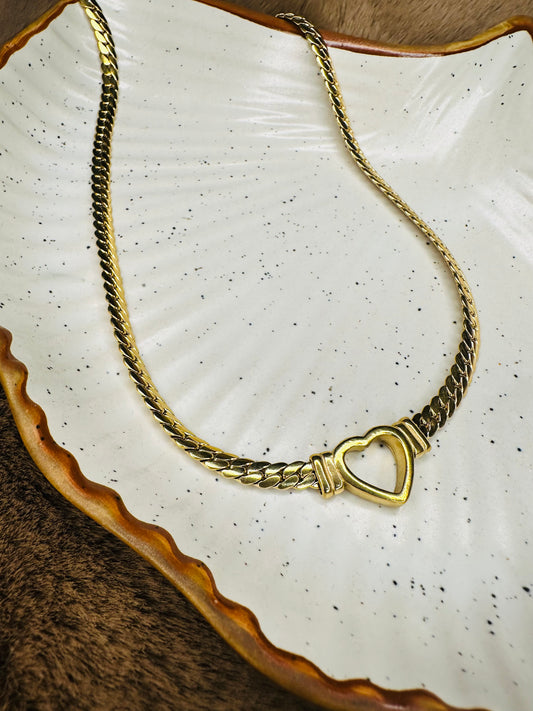 Golden Heart Chain Necklace – Chunky Statement Choker for Women