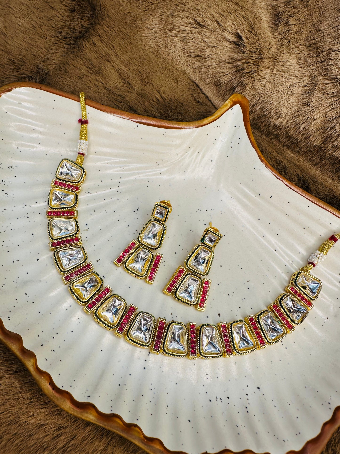 Geometric Ruby Kundan Choker Set Hey Bae