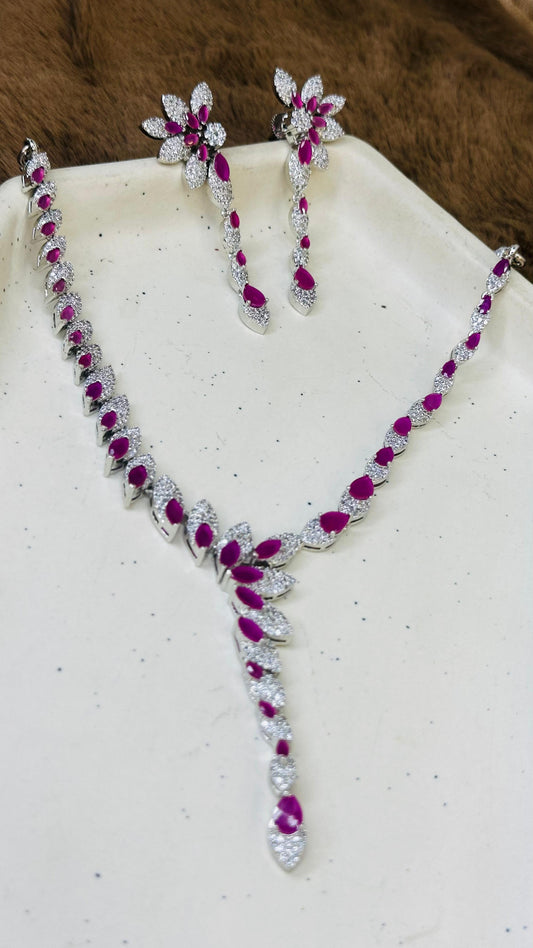 Fuchsia Bloom Lariat Set