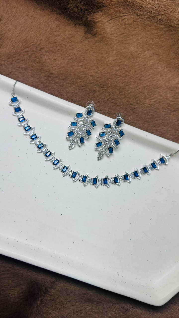 Azure Crystal Vine Necklace Set