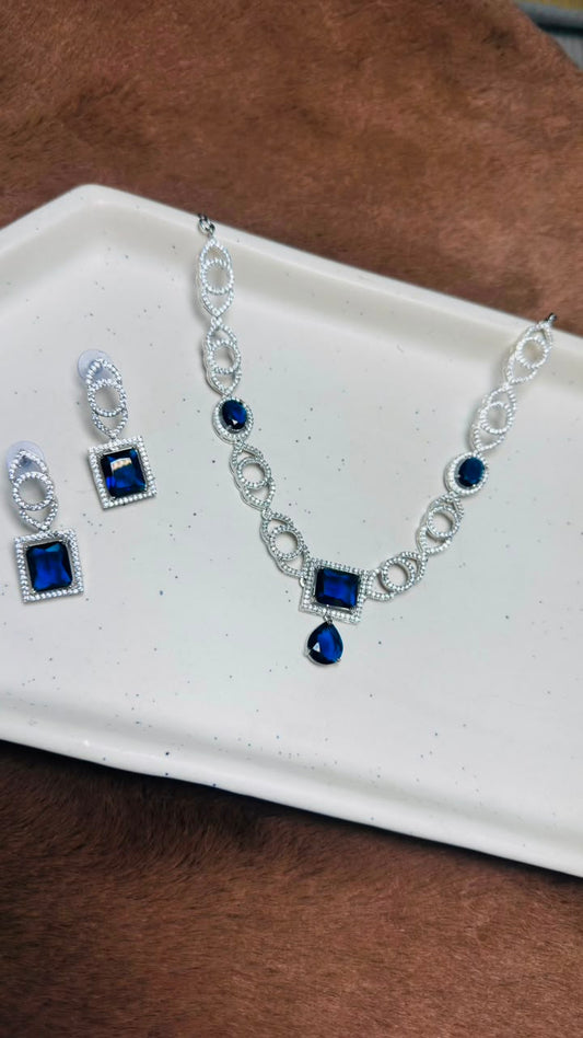Sapphire Infinity Necklace Set