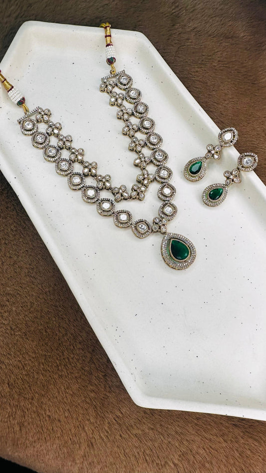 Emerald Grace Moissanite Necklace Set