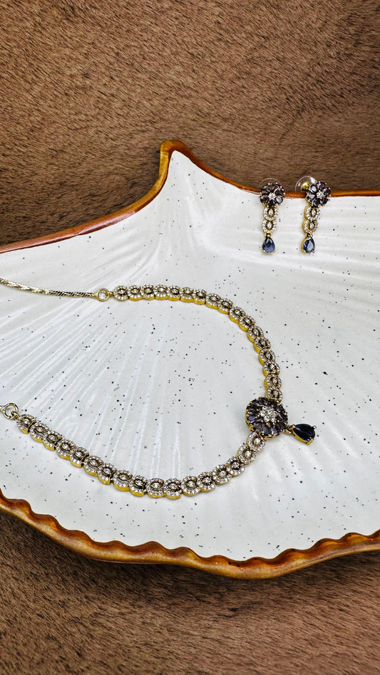 Midnight Blossom Crystal Necklace Set