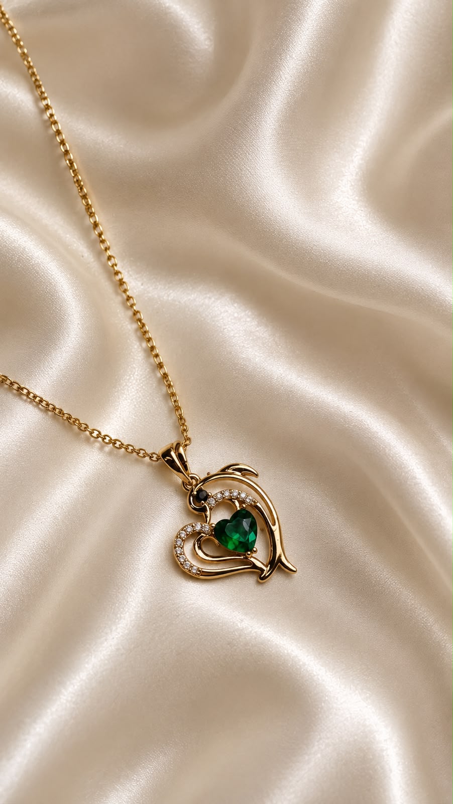 Emerald Dolphin Pendant Necklace