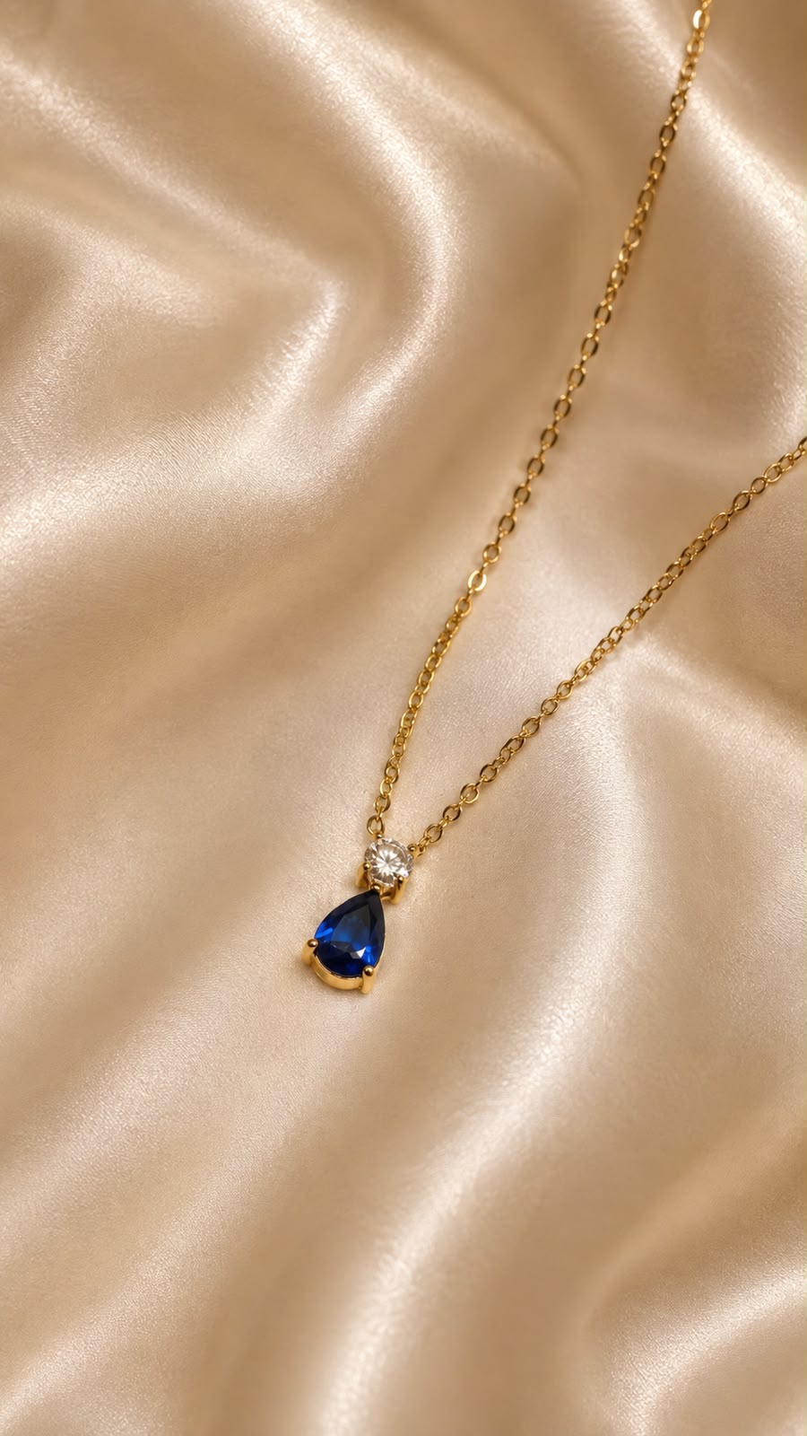 Sapphire Dewdrop Pendant Necklace
