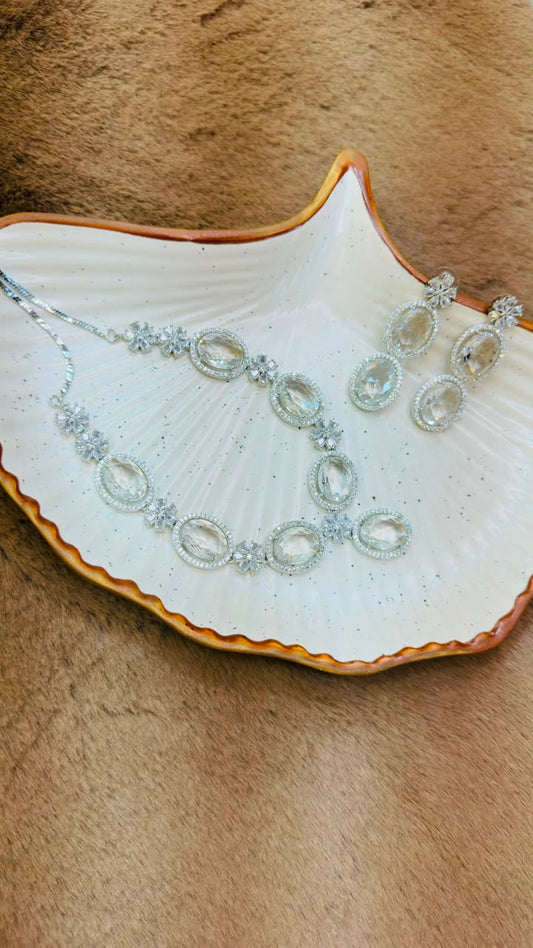 Celeste Crystal Oval Necklace Set