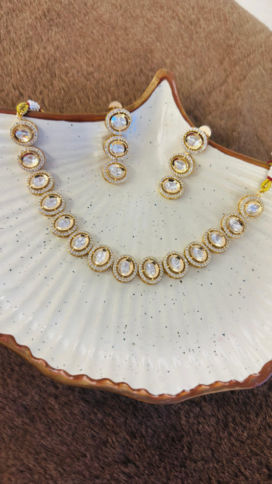 Moissanite Halo Classic Necklace Set