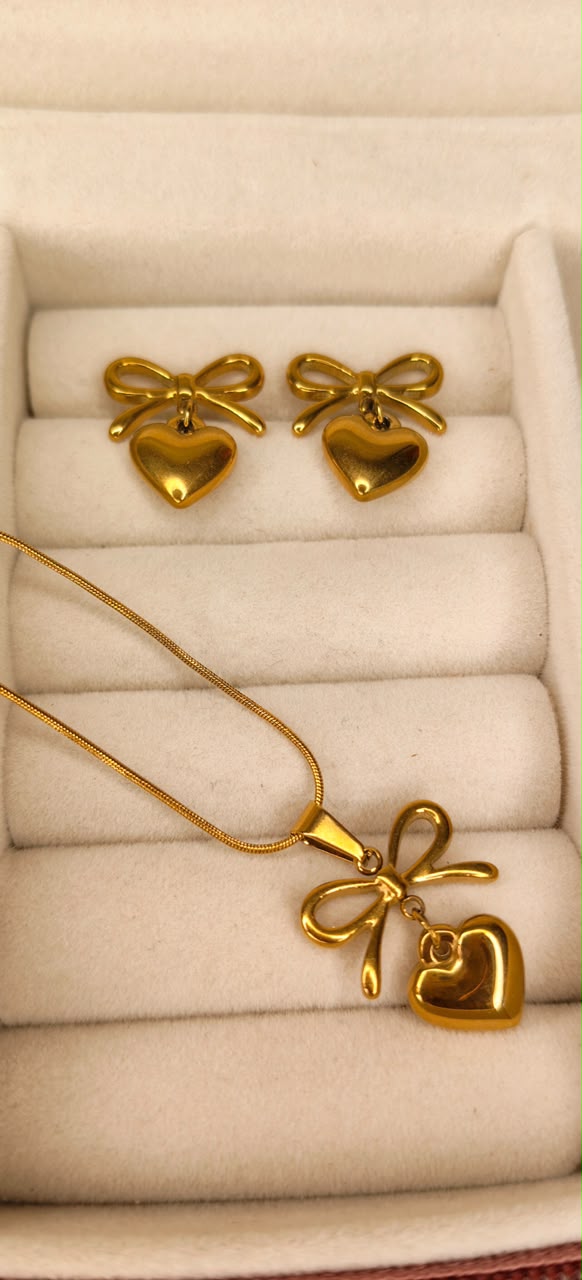 Love Knot Bow Necklace Set