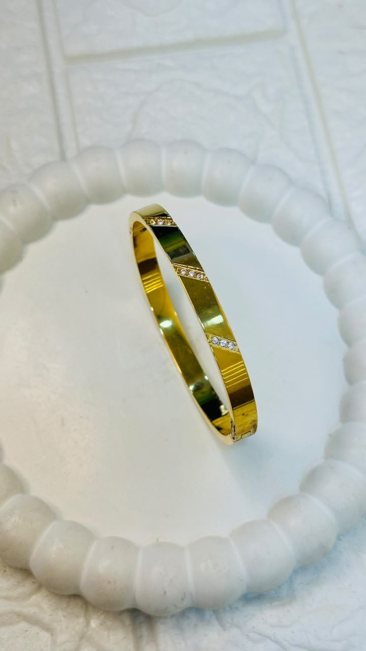 Golden Crystal Line Bangle Bracelet