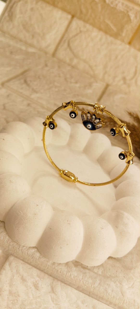 Evil Eye Charm Bangle Bracelet
