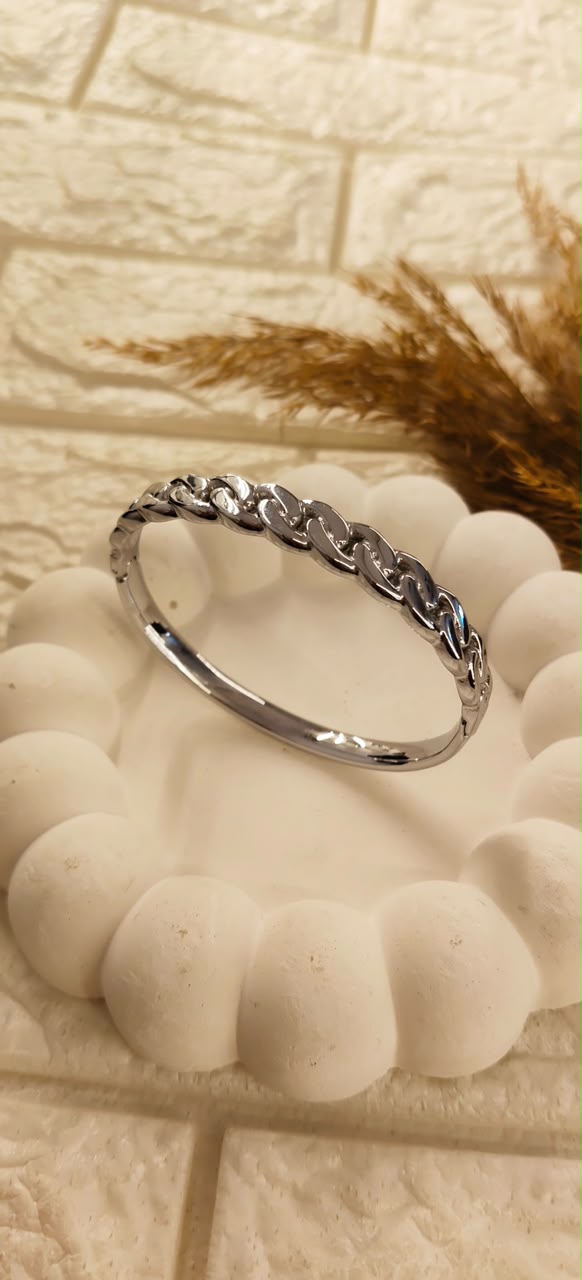Meher Silver Twist Bangle Bracelet