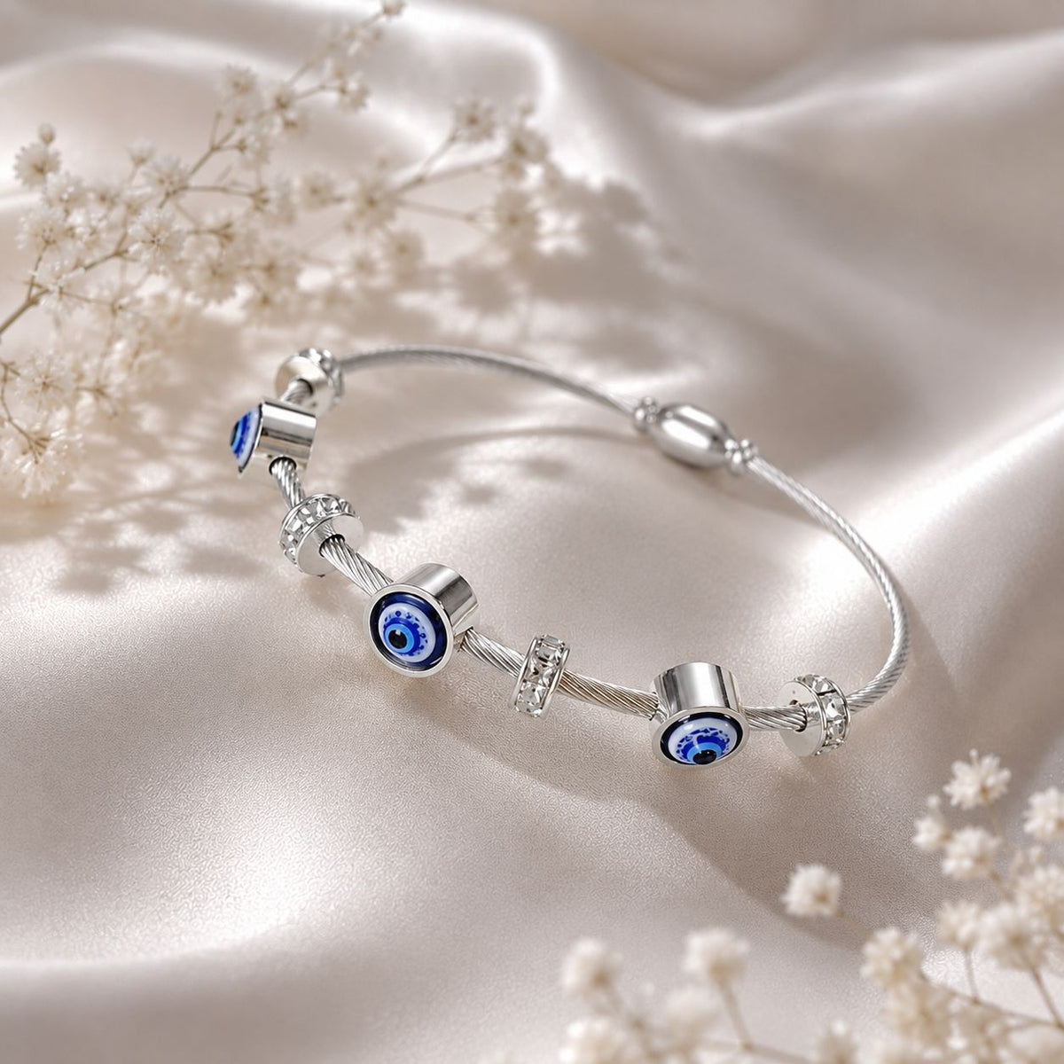 Evil Eye Bangle, Magnetic Clasp Bracelet for Women & Girls