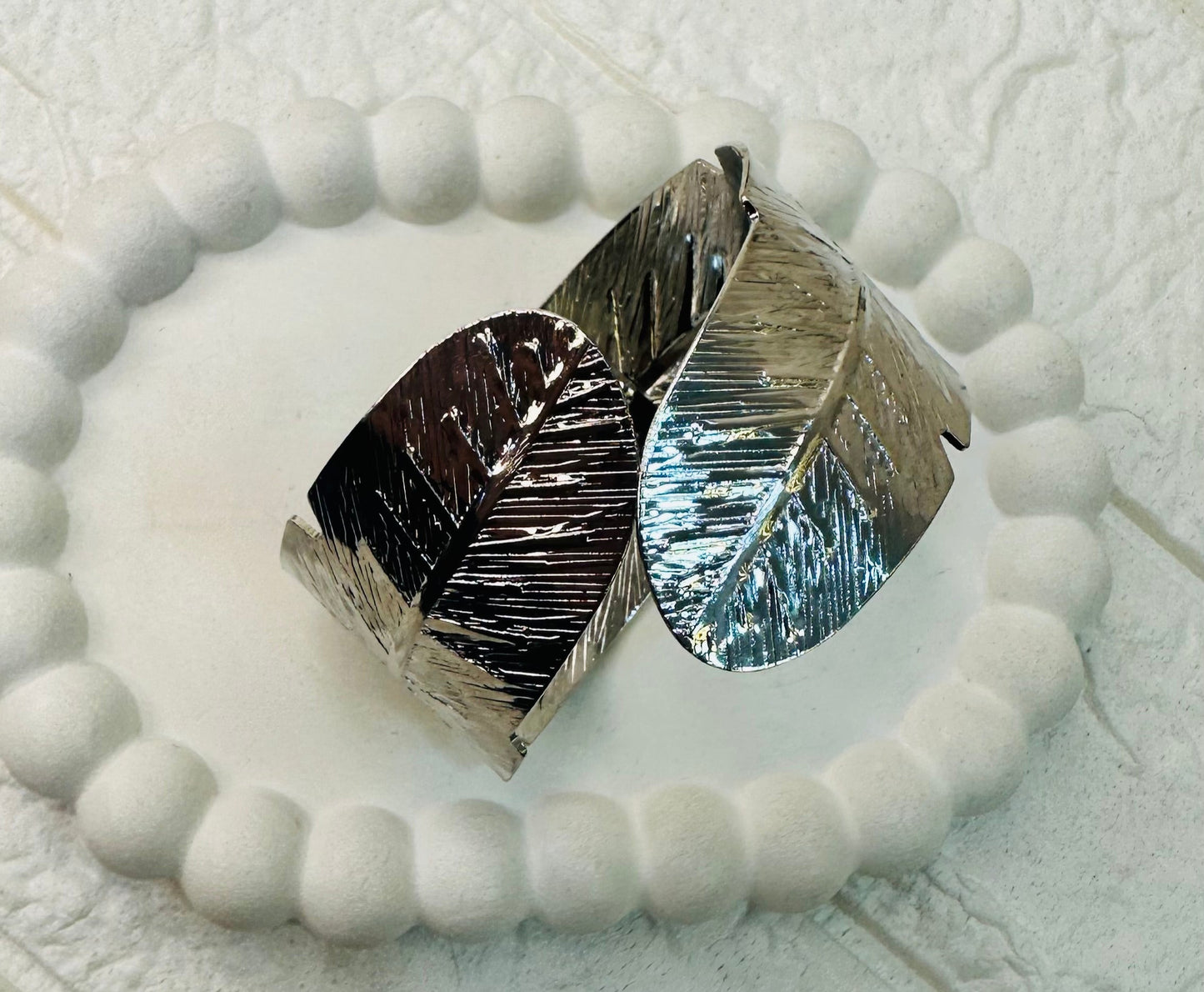 Open design Silver Leaf Cuff Bracelet India
