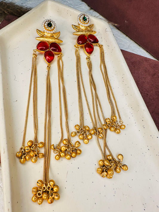 Hey Bae Brass Antique Gold Round Floral Earrings – Handcrafted Anti-Tarnish Festive Earrings for Women