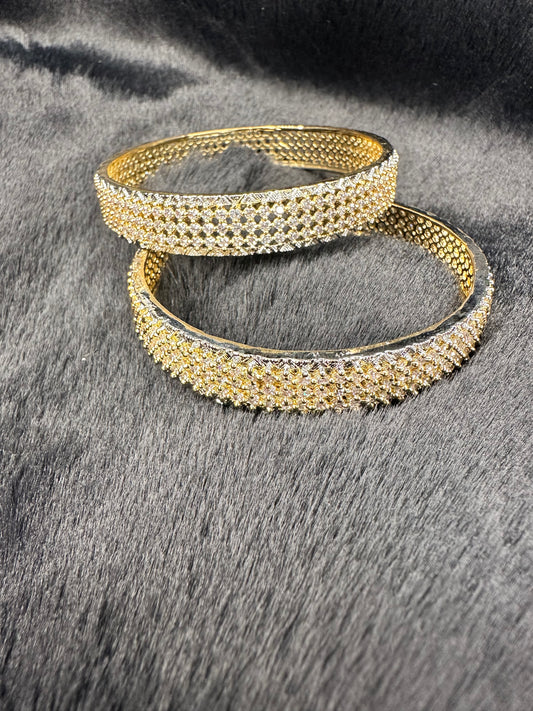 Close-up view of Gold AD Bangles with sparkling American Diamonds by HeyBae