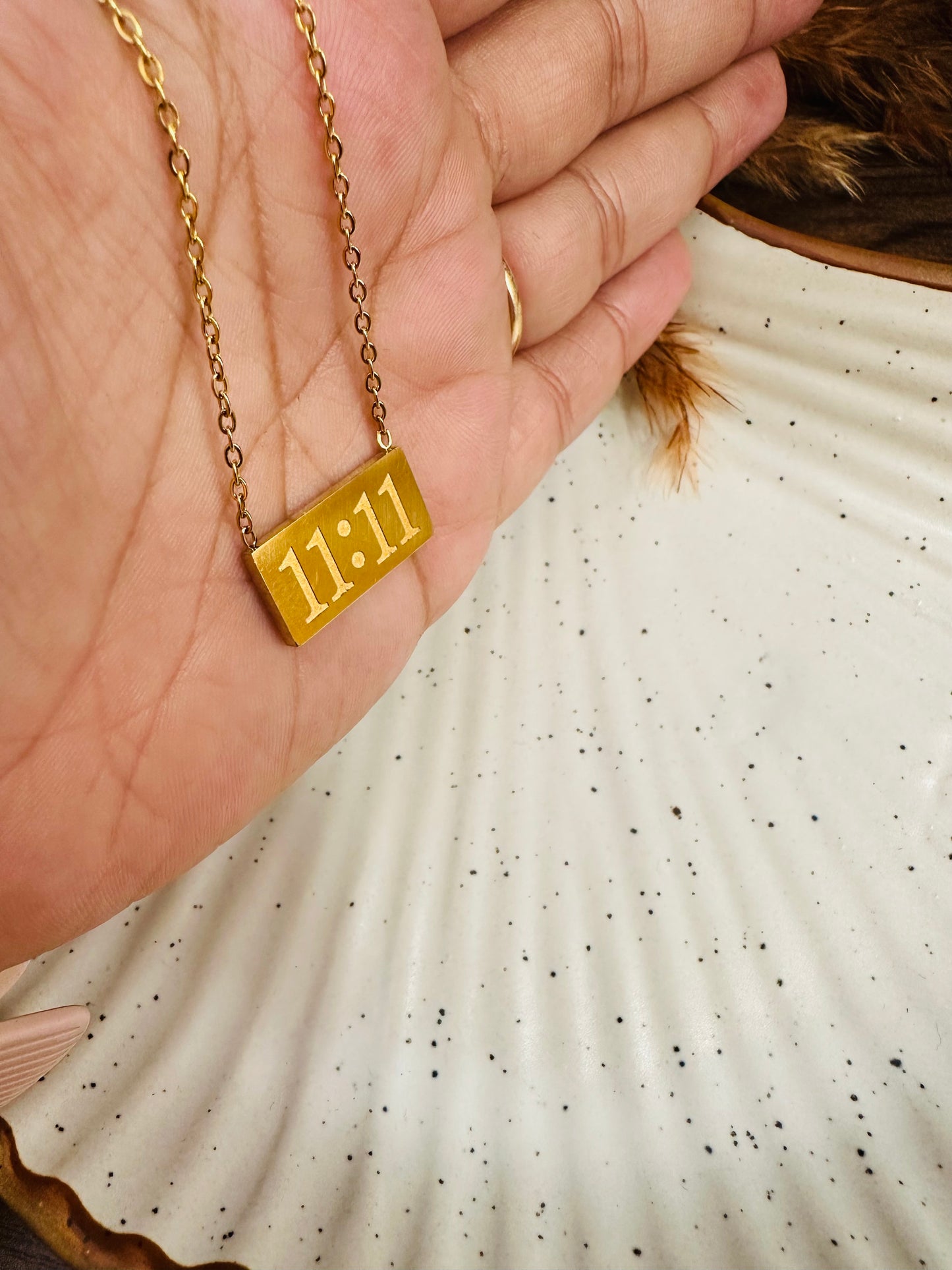 Model styling HeyBae 11:11 Angel Pendant Necklace for Women & Girls