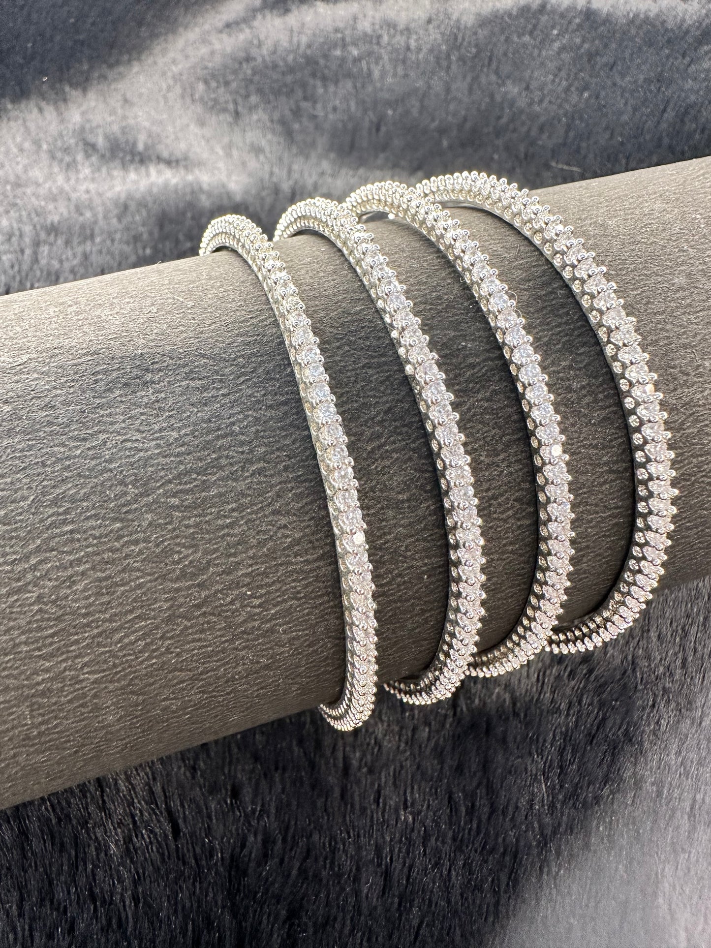 Complete bridal jewelry look with HeyBae American Diamond bangles, necklace, and earrings