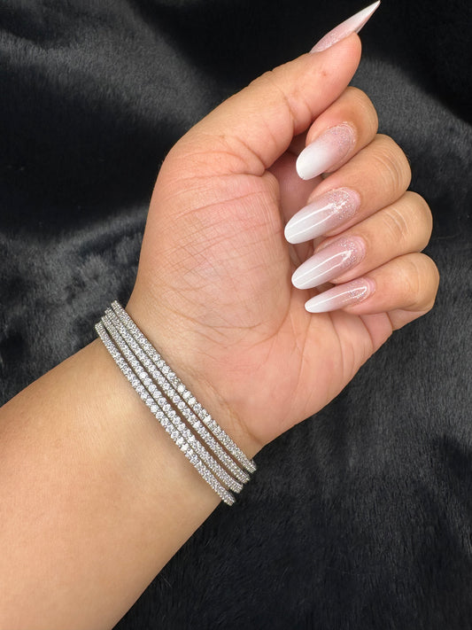 Woman wearing HeyBae American Diamond bangles set – elegant bridal and party jewelry