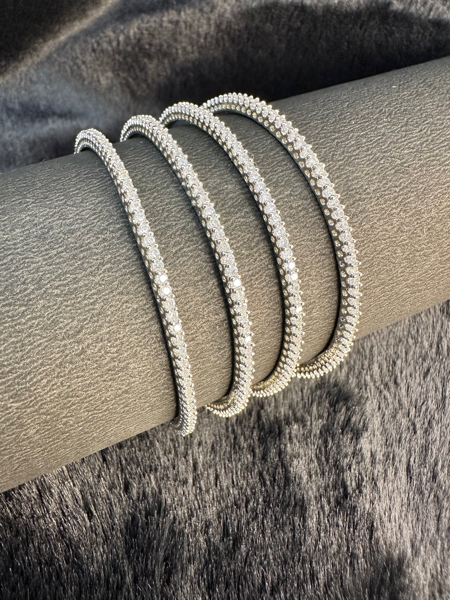 HeyBae bridal bangle set styled with American Diamond jewelry for wedding look