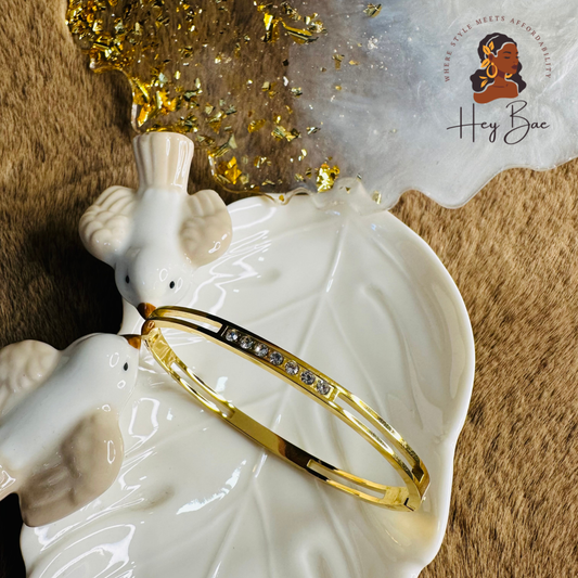 Close-up of HeyBae AD Sleek Bracelet with American Diamond detailing