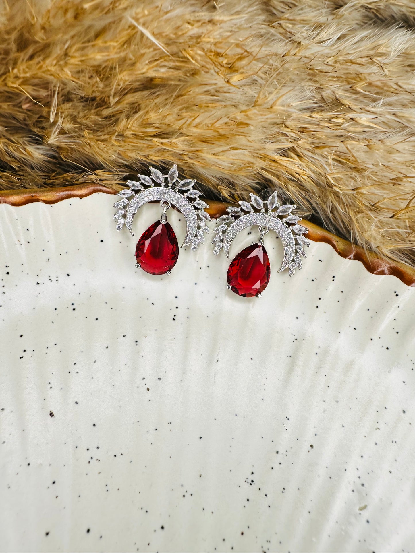 Traditional ethnic HeyBae AD Stud Teardrop Earrings with crystal accents