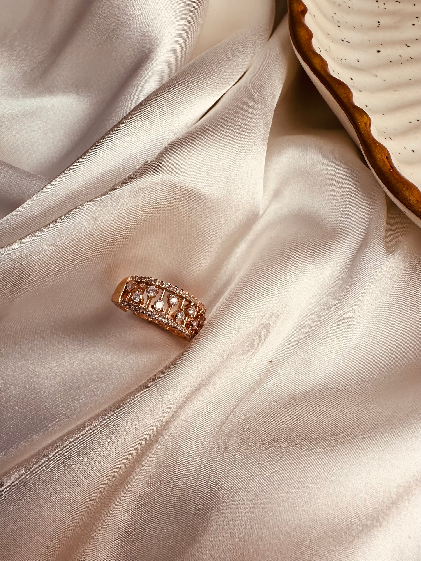 Adjustable stainless steel AD studded ring with anti-tarnish shine by HeyBae