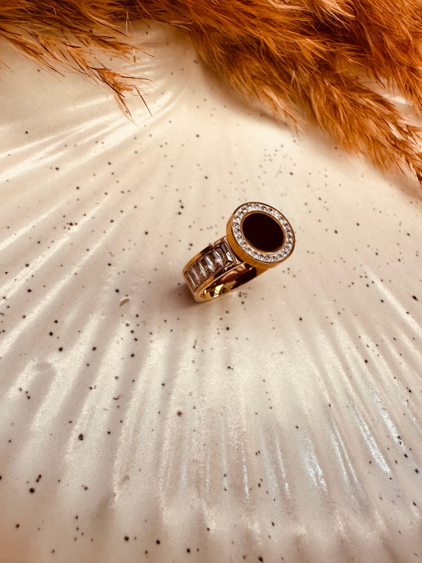 Adjustable stainless steel AD studded ring by HeyBae β elegant and skin-friendly design