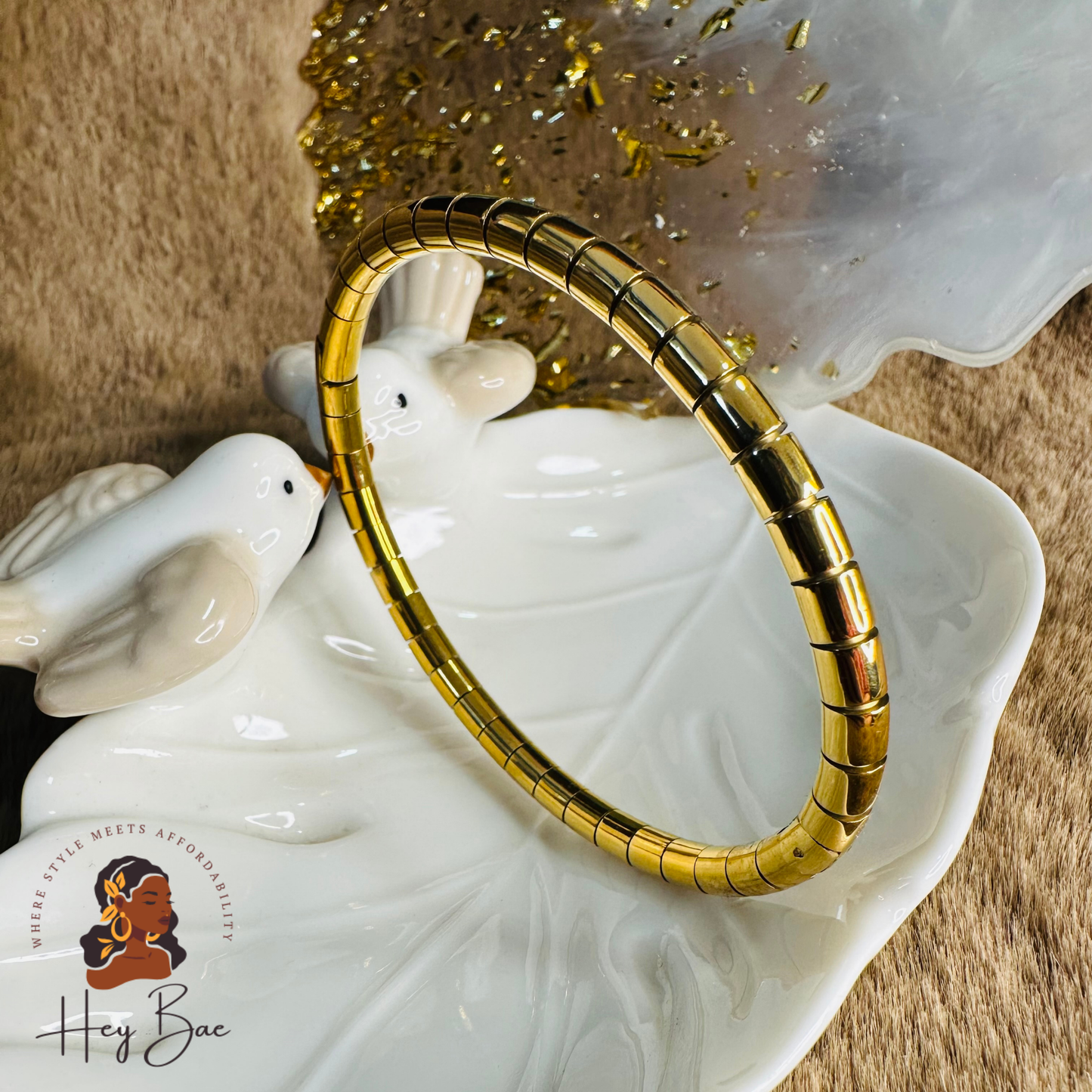 HeyBae Anti-Tarnish Gold Bangle styled for weddings, festive occasions & party wear