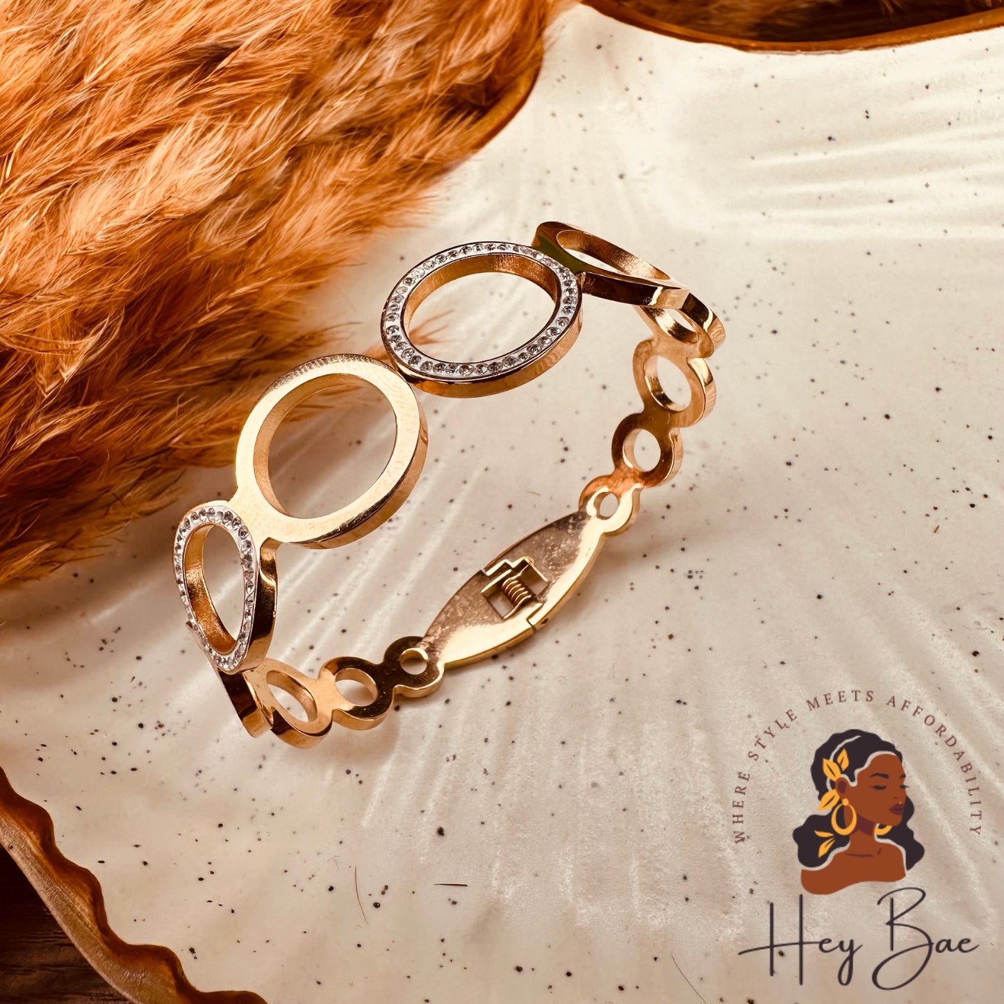 Flat lay display of HeyBae Anti-Tarnish Gold Plated Kada Bangles for Women