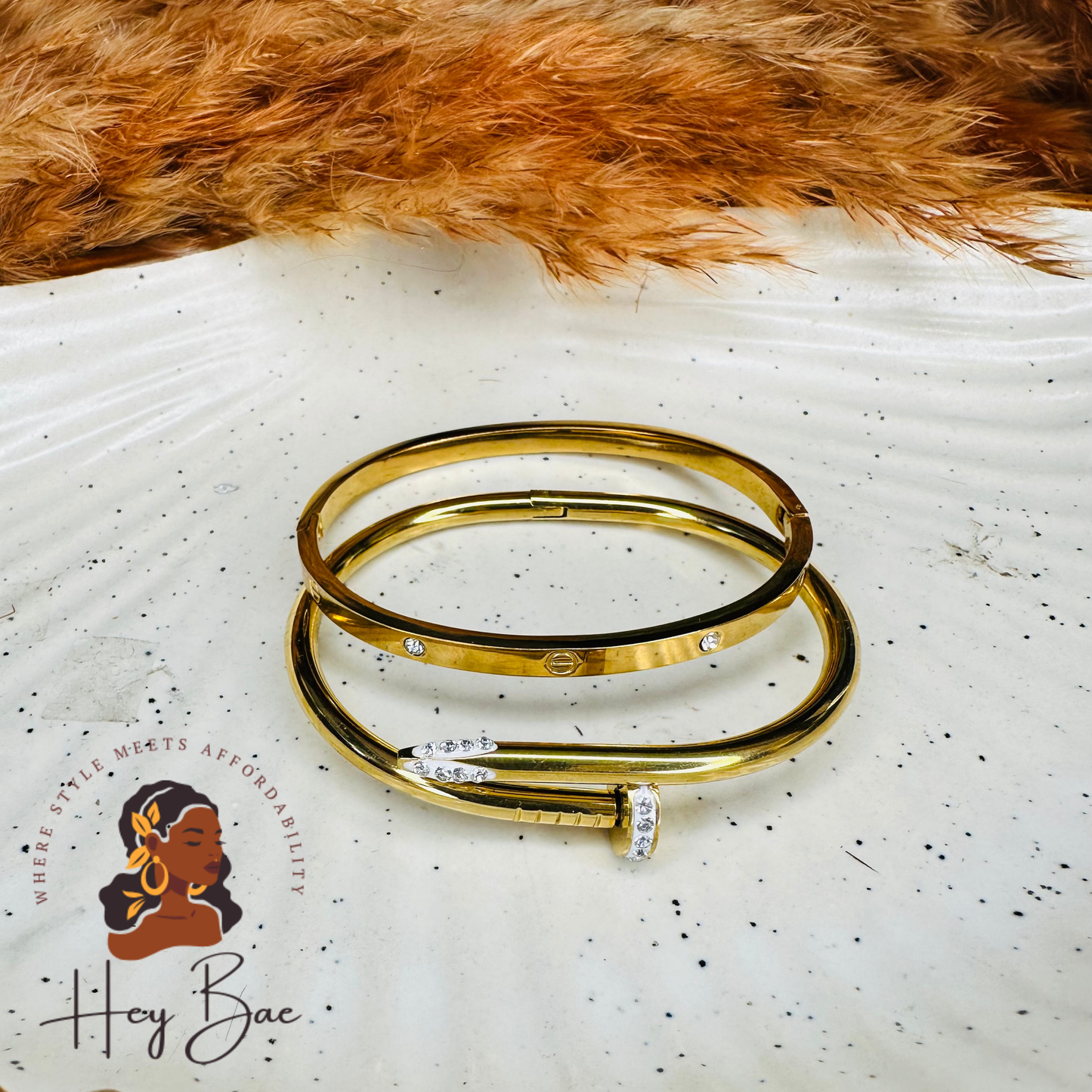 Side angle of HeyBae Anti-Tarnish Nail Cuff Bracelet
