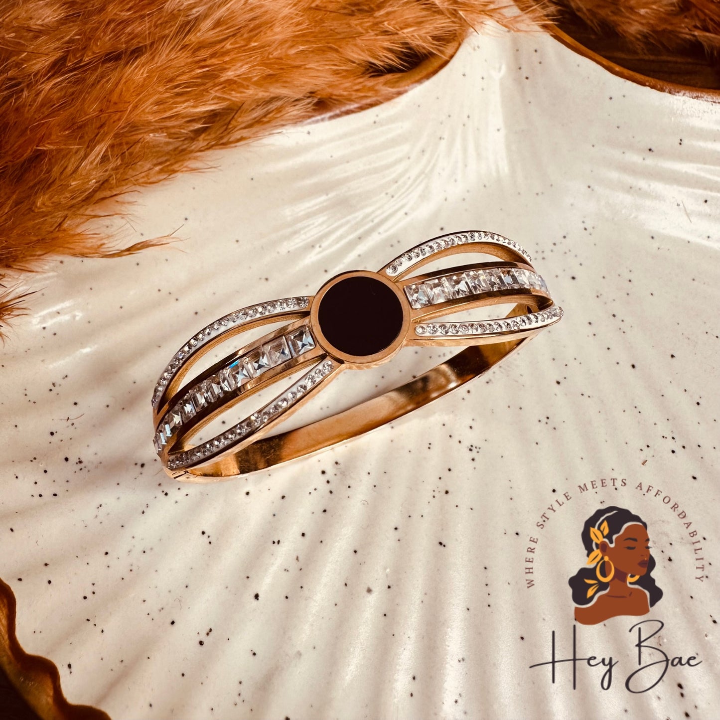 Close-up of HeyBae Anti-Tarnish Kada showing polished stainless steel finish