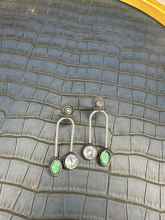 Antique Close-up of HeyBae Big Oxidised Earrings with Detailing