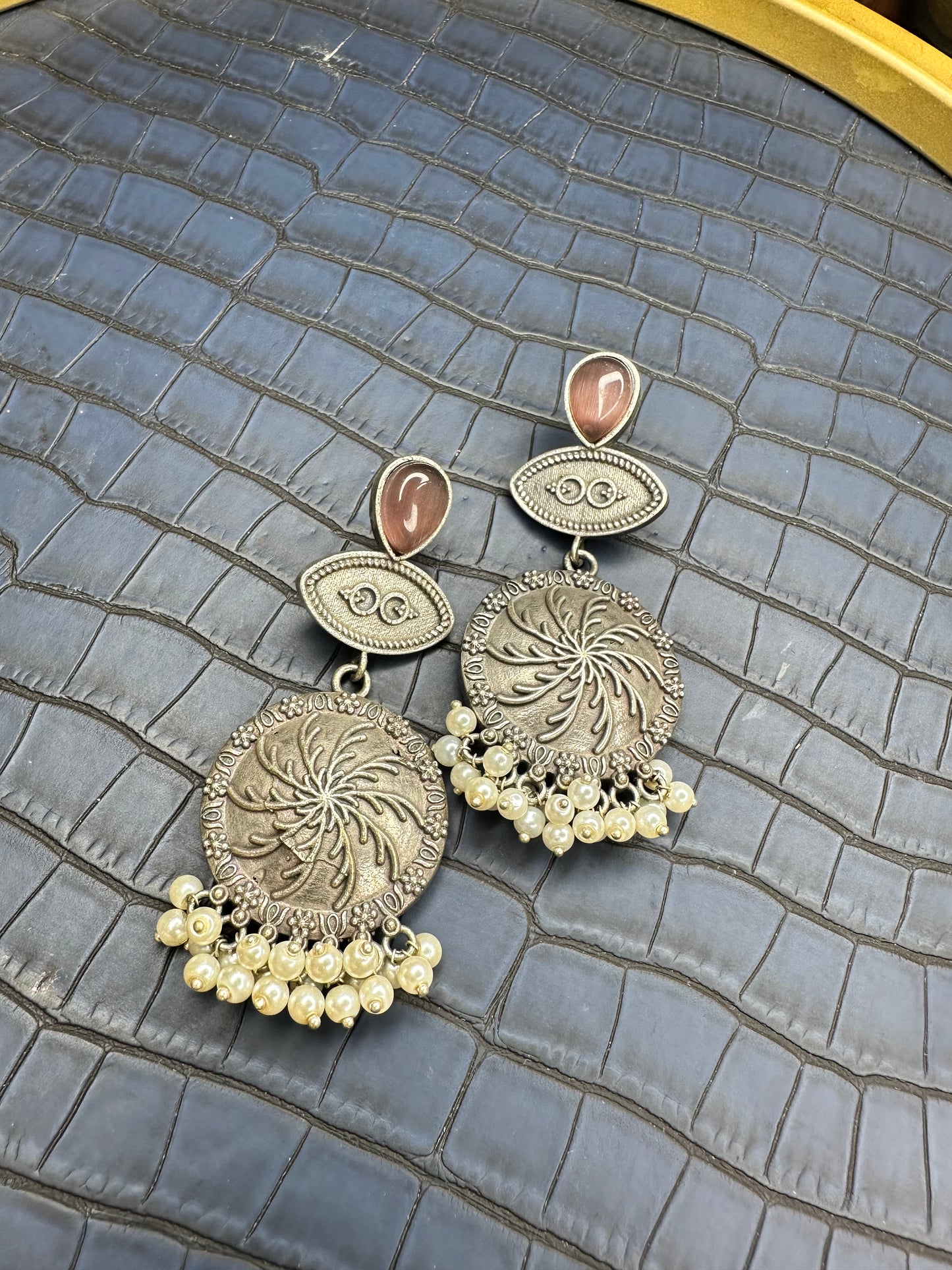 Lightweight Design of HeyBae Big Oxidised Earrings for Women