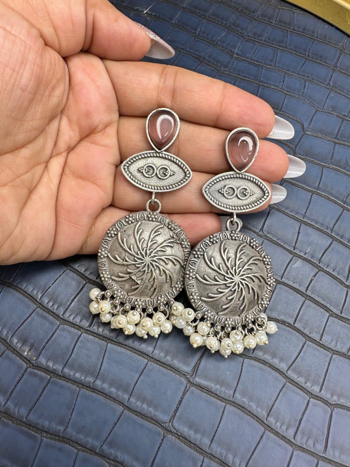 HeyBae Big Oxidised Earrings Paired with Modern Western Fashion