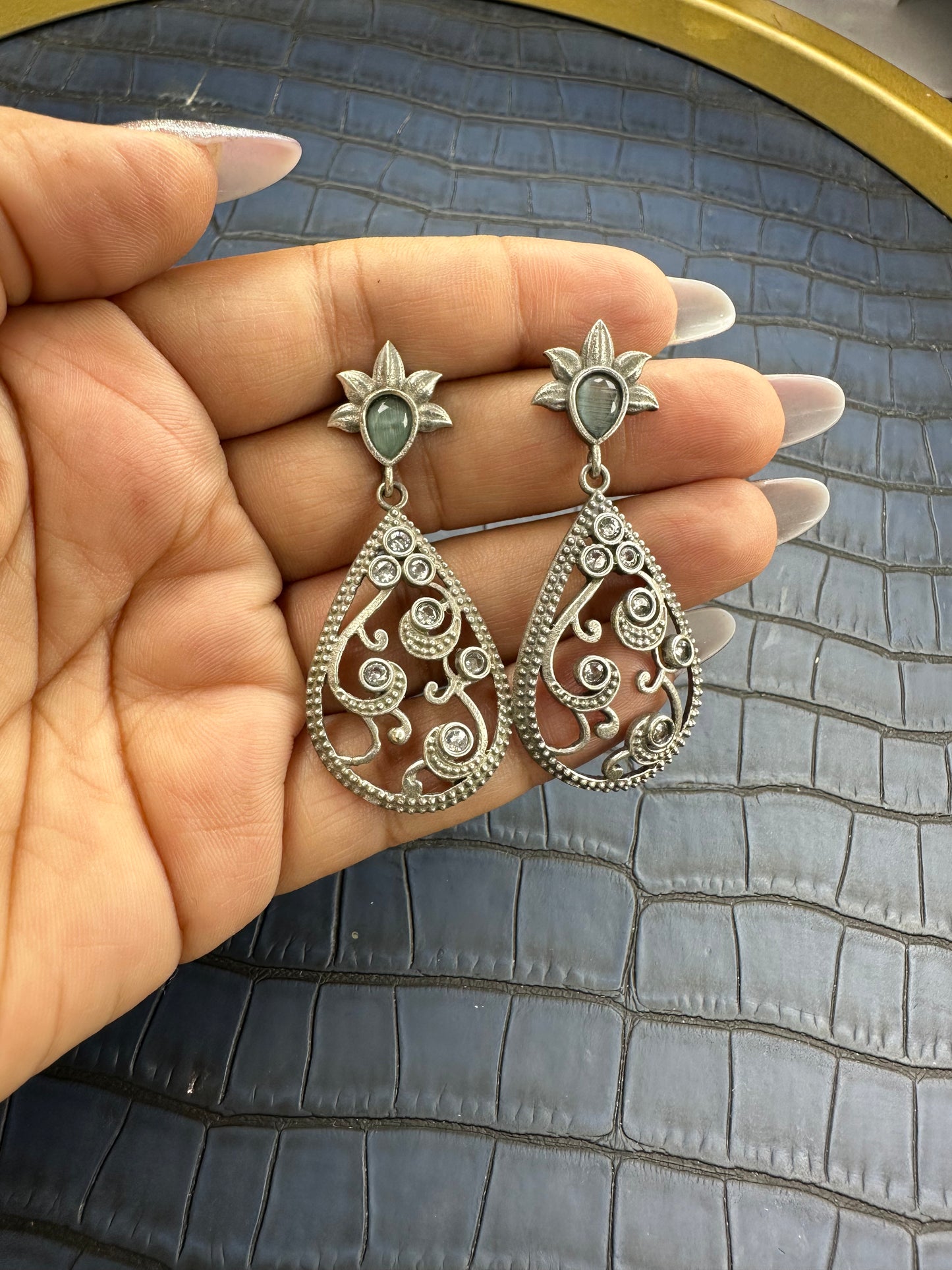 HeyBae Big Oxidised Earrings Styled for Festive & Party Nights